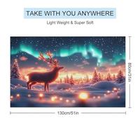 sinyumoney Winter Magic Deer Under Aurora Borealis Basics Towel Set Water Absorbent Bathroom Beach Towel for Spa Gym Hotel & Bathroom 130cm*80cm