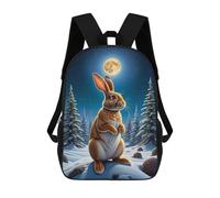 sinyumoney Winter Moon Rabbit Scene School Backpack Lightweight Schoolbag Dayback Bookbag College for Men, Women & Teenage Boys 17inch