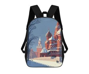 sinyumoney Winter Moscow Kremlin Scene Backpack School Bag High Secondary School Bags Casual Backpack - Perfect for Travel, Work And Daily Use 17inch