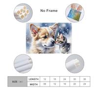 sinyumoney Winter Pup & Kitten Friendship Art Work for Home Walls Wall Decor Ready to Hang for Bathroom Toilet Decor Large Canvas Wall Art for Living Room 16x24inch(40x60cm)