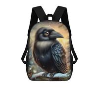 sinyumoney Winter Raven 3D Printed 17 Inch School Backpack Children's Backpacks 3D Printed Cool Knapsack for Boys Elementary And Middle