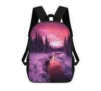 sinyumoney Winter River Sunset Backpack 3D Printed Children's School Backpack for Kids High Capacity Travel Rucksacks Book Bags Kids School Bag Back Pack 17inch