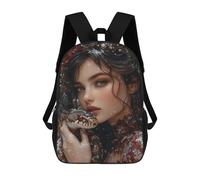 sinyumoney Winter Rose Snake Woman School Backpack Water Resistant Travel Backpack Computer Bag for Men, Women & Teenage Boys 17inch
