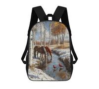 sinyumoney Winter Scene with Horses And Birds Backpack School Work Business College School for Men, Women & Teenage Boys 17inch
