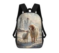 sinyumoney Winter Scene with Sheep And Dog Backpack School Bag Travel College Rucksack Backpacks for Girl, Teen Girls 17inch