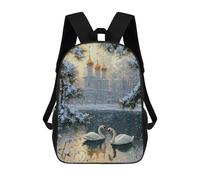 sinyumoney Winter Scene with Swans School Bags Large Water Resistant Laptop Backpack - Perfect for Travel, Work And Daily Use 17inch
