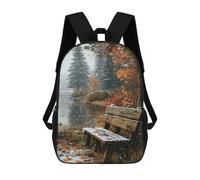 sinyumoney Winter Serenity by The Lake Backpacks Kids 17inch School Backpack School Bag 3D Printed School Bag for Boys Elementary And Middle School Students