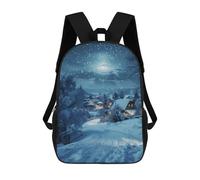 sinyumoney Winter Snowfall Village Backpack School Bag Secondary Causal Travel High School Bags for School/Work/Travel 17inch