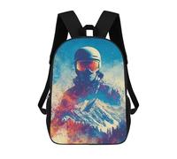 sinyumoney Winter Sports Gear Set 3D Printed 17inch School Bag Children's School Backpack Travel Backpacks Casual Fashion Bag for Kids School Students