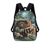 sinyumoney Winter Squirrel Resting-1 Kids School Backpack 3D Printed Backpacks Fashion School Bag Rucksacks for Boys Elementary And Middle School Students 17inch