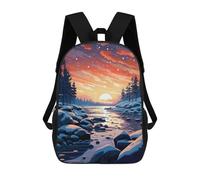 sinyumoney Winter Sunset River Kids School Backpack 3D Printed Fashion School Bag Casual School Bag for Boys Elementary And Middle School Students 17inch