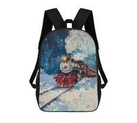 sinyumoney Winter Train Painting Rucksack Lightweight Casual Daypack School Backpacks for Campus Outdoor Travel Sports 17inch