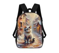 sinyumoney Winter Village Cat School Bags School Secondary High School College Backpack Travel for Girl, Teen Girls 17inch