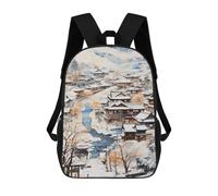 sinyumoney Winter Village Scene Backpack Cartoon Plush Bag, 3D Backpack for Kids School Bag Birthday Gift Idea for Boys And Girls 17inch