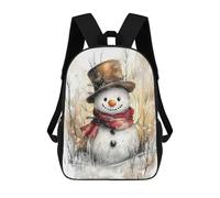 sinyumoney Winter Whimsy Cheerful Snowman Portrait Kids Backpack, Kids School Bag 3D Printed School Backpacks for Boys And Teenager School Students 17inch