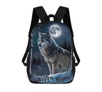 sinyumoney Winter Wolf Oil Paint Children's School Backpack Fashion Casual Children's Backpacks 3D Printed School Bags Boy Large Backpack 17inch