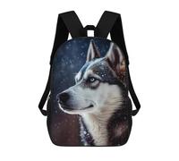 sinyumoney Winter Wolf Profile Kids School Backpack School Bag 3D Printed School Bag for Boys Elementary And Middle School Students 17inch