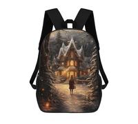 sinyumoney Winter Wonderland Cottage Backpack School Lightweight Schoolbag Dayback Bookbag College for Men/Women 17inch
