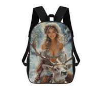 sinyumoney Winter Wonderland Deer Ride Backpack School Water Resistant Travel Backpack Computer Bag - Perfect for Travel, Work And Daily Use 17inch