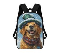 sinyumoney Winter Wonderland Dog-7 3D Printed Children's School Backpack for Kids High Capacity Travel Rucksacks Book Bags Kids School Bag Back Pack 17inch