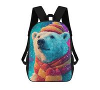 sinyumoney Winter Wonderland Polar Bear Children's Backpacks School Backpack 3D Printed for Kids Travel Rucksacks Book Bags Kids 17inch School Bag