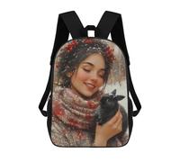 sinyumoney Winter Wonderland Rabbit-1 Rucksacks 3D Printed Children 17inch Backpacks Fashion Casual Daypack Travel Bags Outdoor Casual Daypack for Boy And Girl