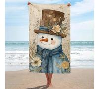sinyumoney Winter Wonderland Snowman Art Print-1 Bathroom Towels Oversized Highly Absorbent Quick Dry Beach Towel for Outdoor Pool Garden Holiday 130cm*80cm