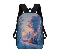 sinyumoney Winter Wonderland Train Ride School Backpack Large School Backpack for Boys for Campus Outdoor Travel Sports 17inch