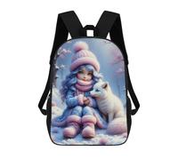 sinyumoney Winter Wonderland with Fox 3D Printed Children's 17 Inch Backpacks 3D Printed Casual School Bag for Boys Elementary And Middle