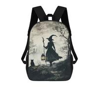 sinyumoney Witch And Black Cat in Foggy Forest School Backpack High Secondary School Bags Casual Backpack for Girl, Teen Girls 17inch