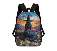 sinyumoney Witch at Sunset 3D Printed 17inch School Bag Children's School Backpack Travel Backpacks Casual Fashion Bag for Kids School Students
