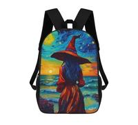 sinyumoney Witch at The Beach Backpack School Water Resistant Travel Backpack Computer Bag for School/Work/Travel 17inch