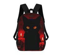 sinyumoney Witch Black Cat And Red Candles School Backpack 3D Printed Children's 17inch Backpacks Bag Bookbag for Kids Boy Girl Book Bags Kids School Bag Travel Rucksacks