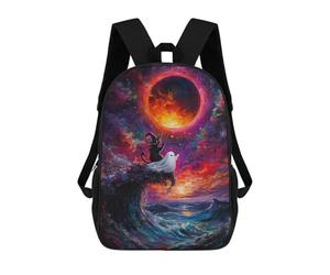 sinyumoney Witch Cat And Ghost School Backpack Secondary Causal Travel High School Bags for Teenage Girls Boys Women Men 17inch