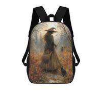 sinyumoney Witch in Autumn Forest -1 Backpacks Kids 17inch School Backpack School Bag 3D Printed School Bag for Boys Elementary And Middle School Students