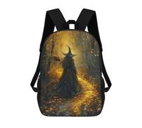 sinyumoney Witch in Autumn Forest-7 School Bag 3D Printed 17inch Backpacks Fashion Kids School Backpack Rucksacks for Boys Elementary And Middle School Students