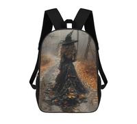sinyumoney Witch in Black Dress with Hat Rucksack School Secondary High School College Backpack Travel for Campus Outdoor Travel Sports 17inch
