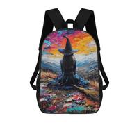 sinyumoney Witch in Colorful Landscape School Backpack 3D Printed Children's 17inch Backpacks Bag Bookbag for Kids Boy Girl Book Bags Kids School Bag Travel Rucksacks