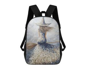 sinyumoney Witch on Broomstick Painting-4 School Backpack Water Resistant Travel Backpack Computer Bag for Men, Women & Teenage Boys 17inch