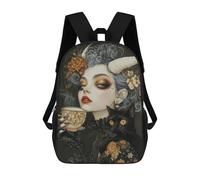 sinyumoney Witchcore Tea Time with Black Cat Familiar Backpack School Bag Lightweight Casual Daypack School Backpacks for Girl, Teen Girls 17inch