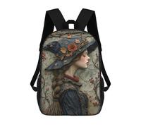 sinyumoney Witch's Hat with Rose Backpack School Bag High Secondary School Bags Casual Backpack - Perfect for Travel, Work And Daily Use 17inch