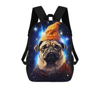 sinyumoney Wizard Pug Cute Pixel Art Backpacks Kids School Backpack School Bag 3D Printed School Bag for Boys Elementary And Middle School Students 17inch