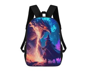 sinyumoney Wizard Vs Dragon Epic Battle Rucksack Secondary Causal Travel High School Bags for Men, Women & Teenage Boys 17inch