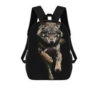 sinyumoney Wolf American Football School Backpack for Girls Backpack Water Repellent Casual Daypack Lightweight Rucksack Boy Girl School Backpack 17inch