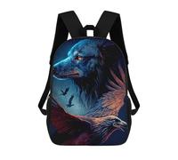 sinyumoney Wolf And Eagle School Backpack Water Resistant Computer Rucksack for Campus Outdoor Travel Sports 17inch