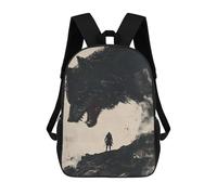 sinyumoney Wolf And Man Backpack School High Secondary School Bags Casual Backpack for Teenage Girls Boys Women Men 17inch