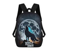 sinyumoney Wolf And Moon V1 Backpacks 3D Printed Kids School Backpack Outdoor Casual Daypack Fashion Casual Children Backpacks Cute Travel Bags 17inch