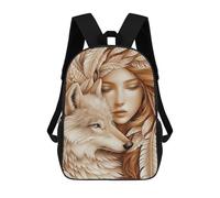 sinyumoney Wolf And Woman in Feathers Backpack School Business Laptop Rucksack Bag Unisex Casual Daypack for Girls Boys Teenage 17inch