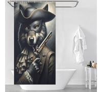 sinyumoney Wolf As An Outlaw Bath Shower Curtains Mildew with Hooks Waterproof Fabric Bath Curtains for Shower for Bathroom with Hooks 35.43x70.87Inch（90x180cm）