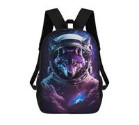 sinyumoney Wolf Astronaut Space Art Print Backpack School Bag Water Resistant School Bag Business Backpack for Boys/Girls/Teenagers 17inch